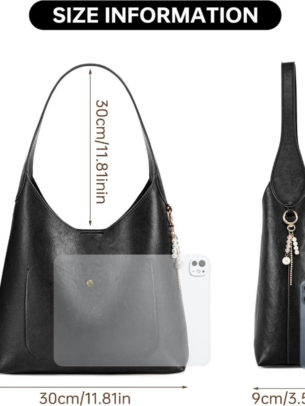 Hobo Bag Slouchy Shoulder Bag Leather Hobo Bags For Women Women's Hobo Bags Faux View 3